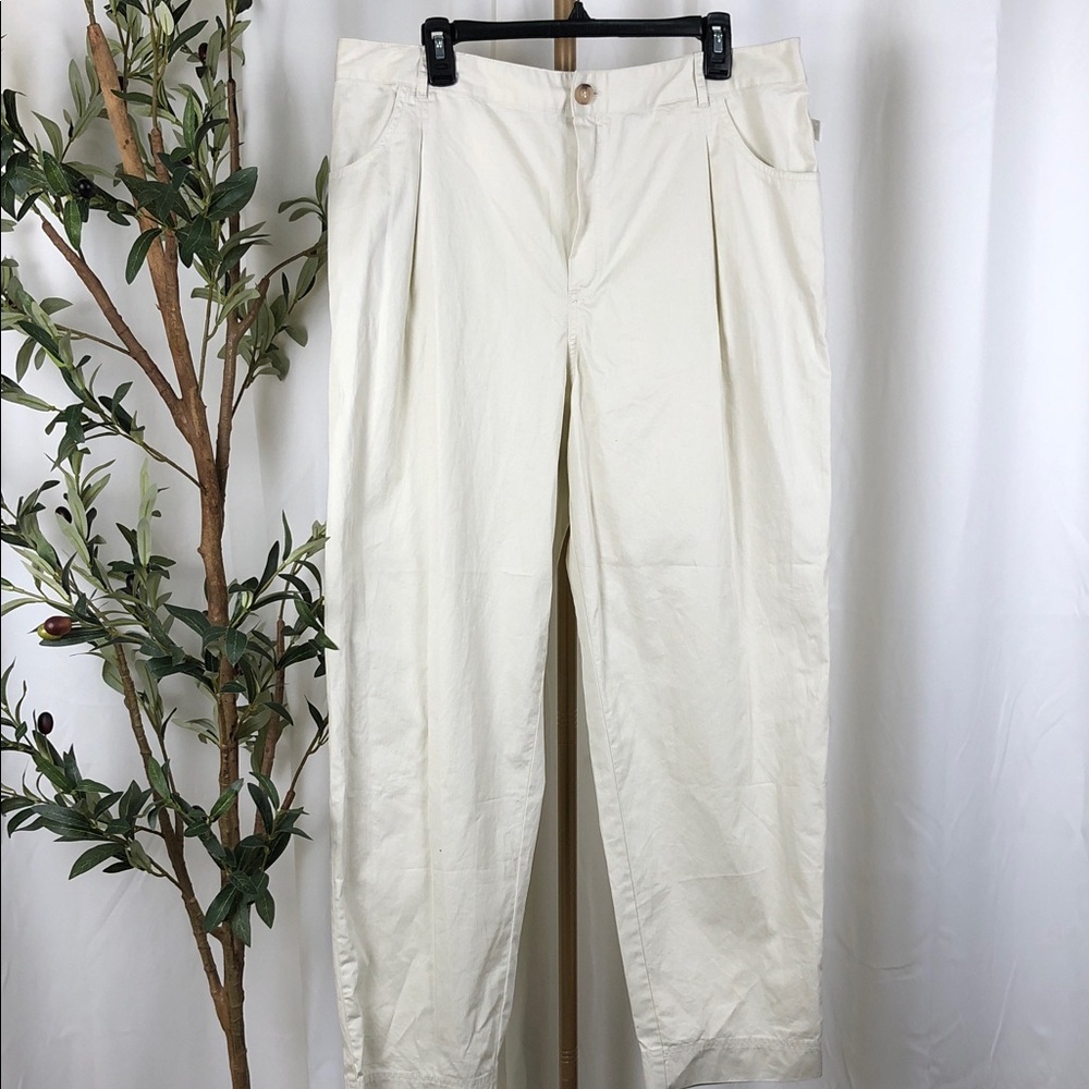 Melrose and Market 100% Cotton Pleated Chinos in Cream Sz XL (B5)